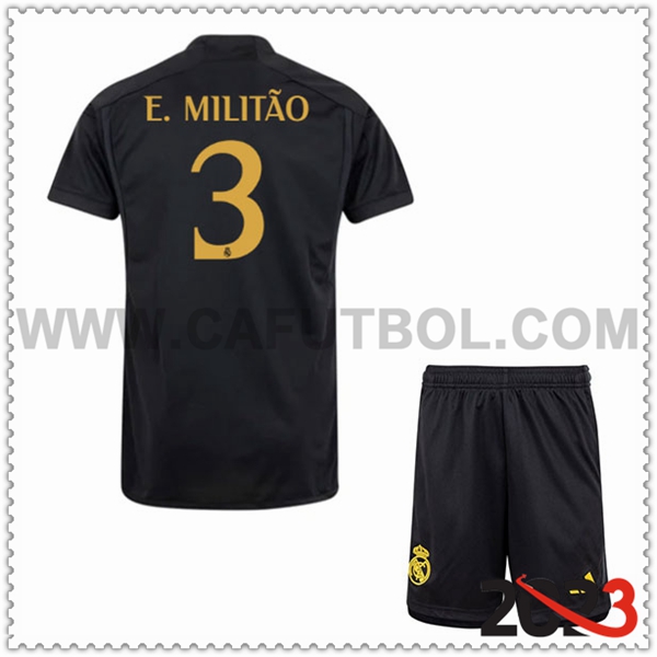 Tercera Equipacion del Real Madrid E. MILITÃO #3 Ninos 2023 2024