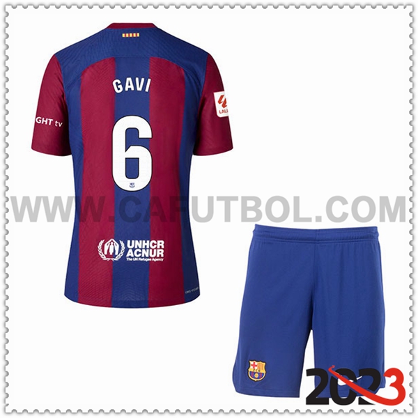 Primera Equipacion del FC Barcelona GAVI #6 Ninos 2023 2024