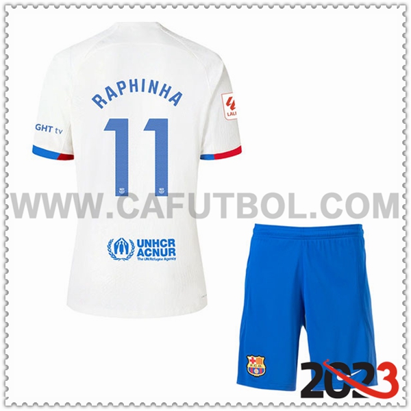 Segunda Equipacion del FC Barcelona RAPHINHA #11 Ninos 2023 2024