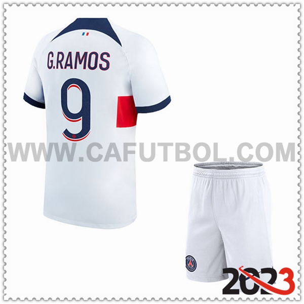 Segunda Equipacion del PSG G.RAMOS #9 Ninos 2023 2024