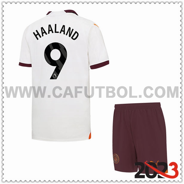 Segunda Equipacion del Manchester City HAALAND #9 Ninos 2023 2024