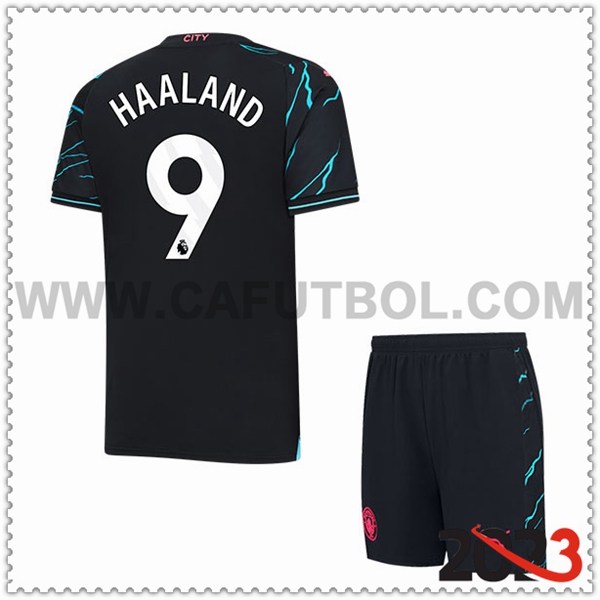 Tercera Equipacion del Manchester City HAALAND #9 Ninos 2023 2024