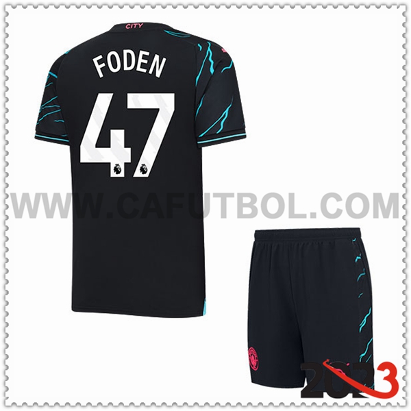 Tercera Equipacion del Manchester City FODEN #47 Ninos 2023 2024