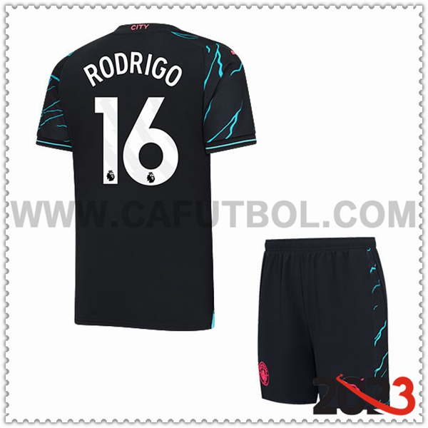 Tercera Equipacion del Manchester City RODRIGO #16 Ninos 2023 2024