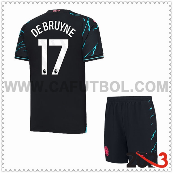 Tercera Equipacion del Manchester City DE BRUYNE #17 Ninos 2023 2024