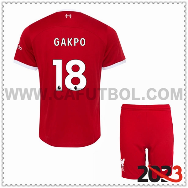Primera Equipacion del FC Liverpool GAKPO #18 Ninos 2023 2024