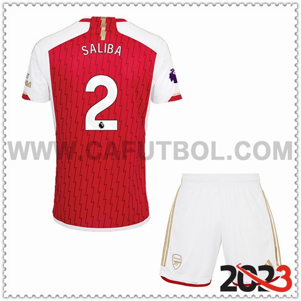 Primera Equipacion del Arsenal SALIBA #2 Ninos 2023 2024