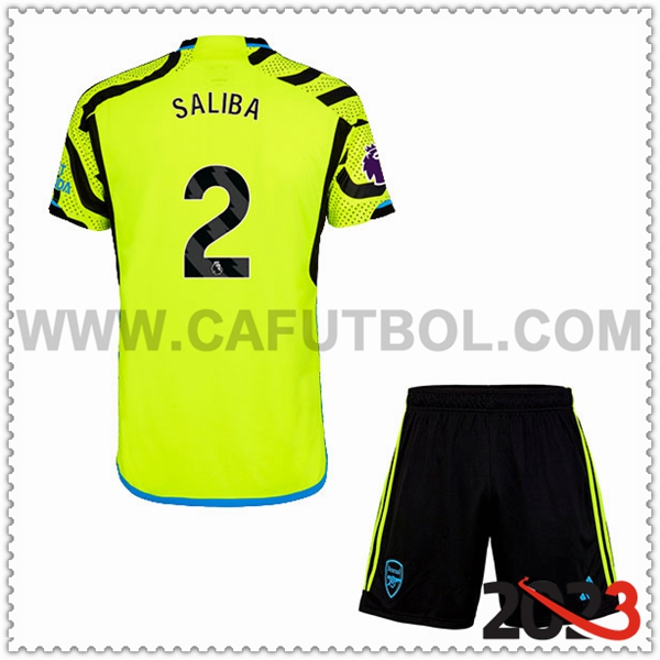 Segunda Equipacion del Arsenal SALIBA #2 Ninos 2023 2024