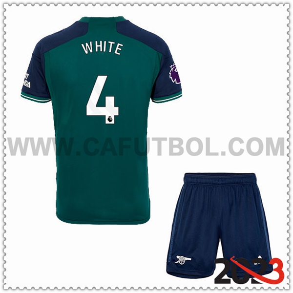 Tercera Equipacion del Arsenal WHITE #4 Ninos 2023 2024