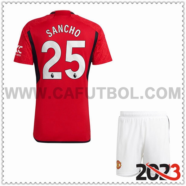 Primera Equipacion del Manchester United SANCHO #25 Ninos 2023 2024