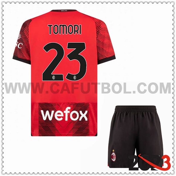 Primera Equipacion del AC Milan TOMORI #23 Ninos 2023 2024