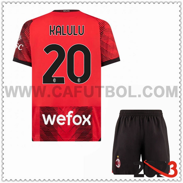 Primera Equipacion del AC Milan KALULU #20 Ninos 2023 2024