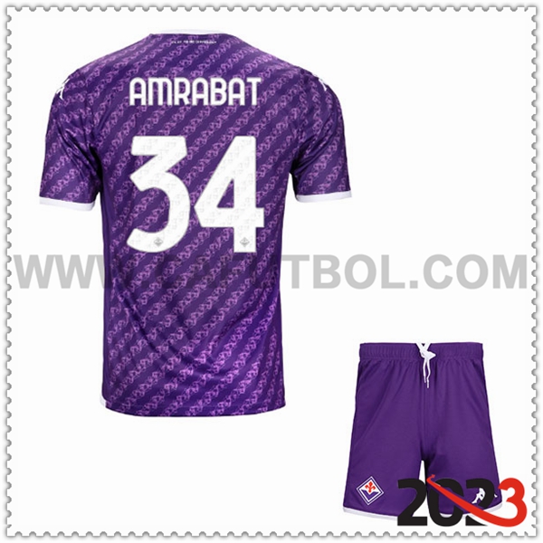 Primera Equipacion del ACF Fiorentina AMRABAT #34 Ninos 2023 2024