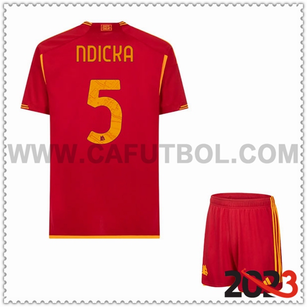 Primera Equipacion del AS Roma NDICKA #5 Ninos 2023 2024