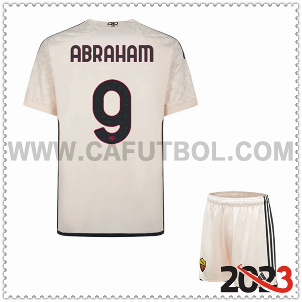 Segunda Equipacion del AS Roma ABRAHAM #9 Ninos 2023 2024