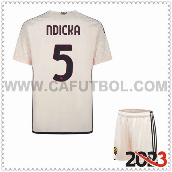 Segunda Equipacion del AS Roma NDICKA #5 Ninos 2023 2024