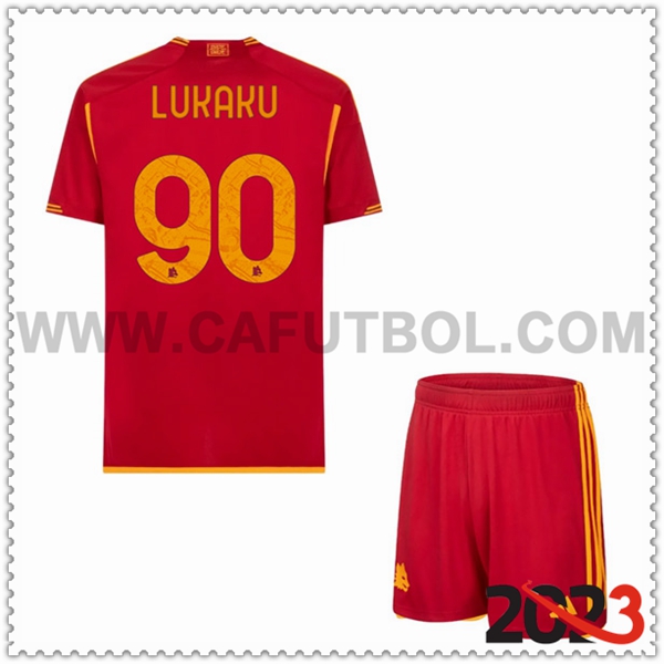 Primera Equipacion del AS Roma LUKAKU #90 Ninos 2023 2024