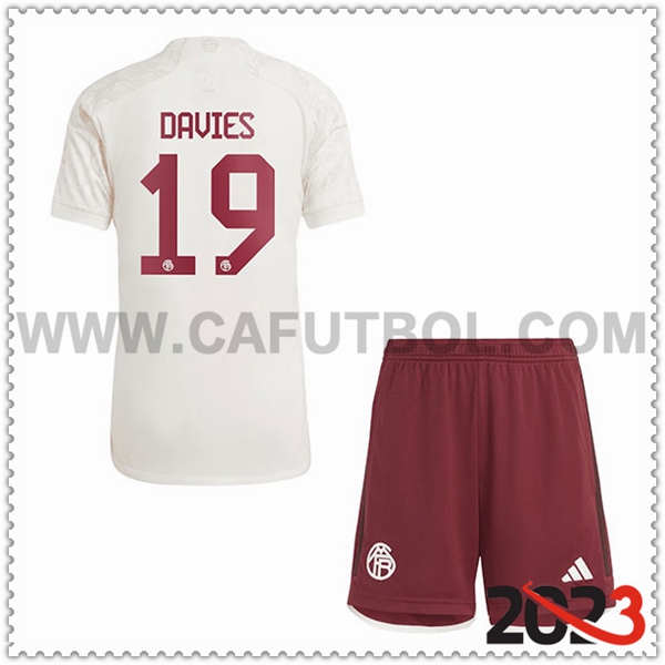 Tercera Equipacion del Bayern Munich DAVIES #19 Ninos 2023 2024