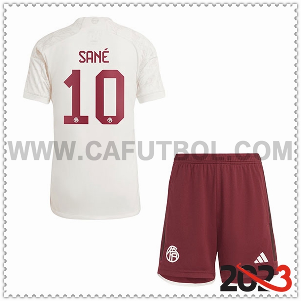 Tercera Equipacion del Bayern Munich SANÉ #10 Ninos 2023 2024