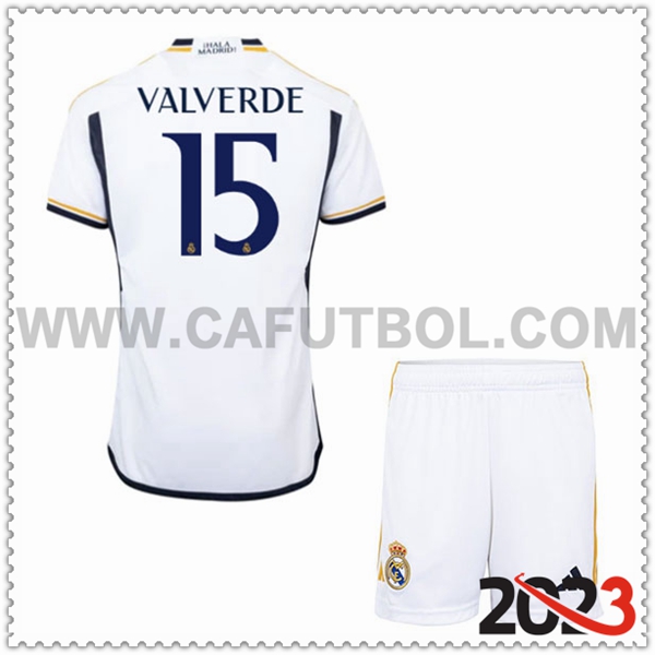 Primera Equipacion del Real Madrid VALVERDE #15 Ninos 2023 2024