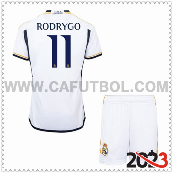 Primera Equipacion del Real Madrid RODRYGO #11 Ninos 2023 2024