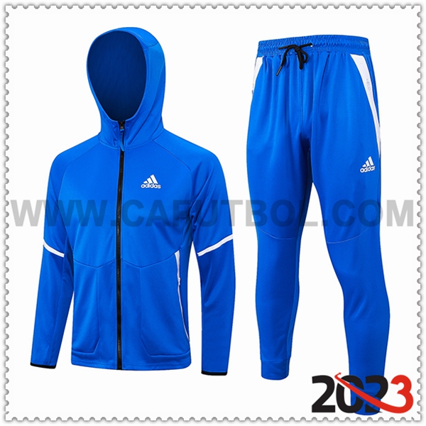 Chaqueta Con Capucha Chandal Rompevientos Chaqueta Adidas Azul 2023 2024