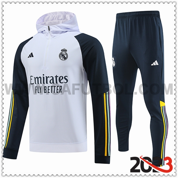 Chaqueta Con Capucha Chandal Real Madrid Blanco 2023 2024