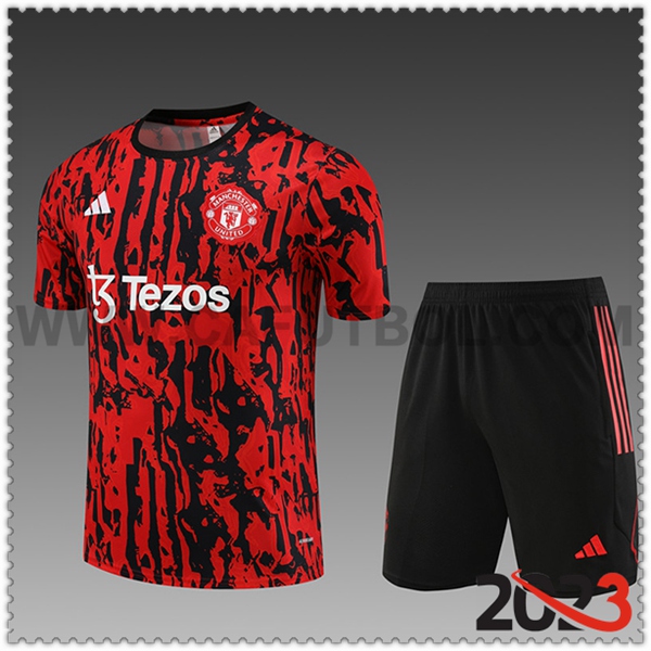 Camiseta Entrenamiento + Cortos Manchester United Nino Rojo 2023 2024