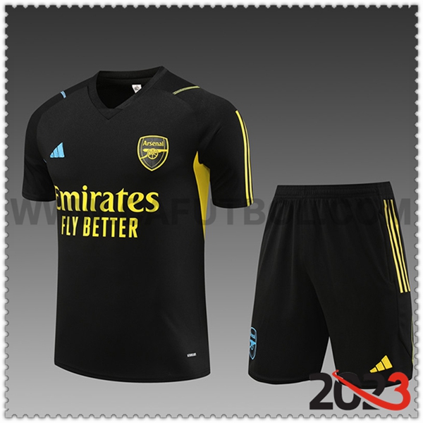 Camiseta Entrenamiento + Cortos Arsenal Nino Negro 2023 2024 -02