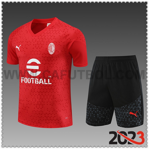 Camiseta Entrenamiento + Cortos AC Milan Nino Rojo 2023 2024