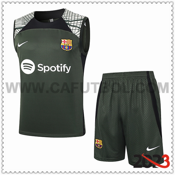 Camiseta Entrenamiento sin mangas + Cortos FC Barcelona Verde 2023 2024 -04