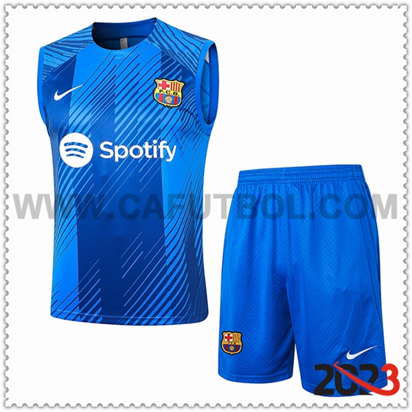 Camiseta Entrenamiento sin mangas + Cortos FC Barcelona Azul 2023 2024 -06