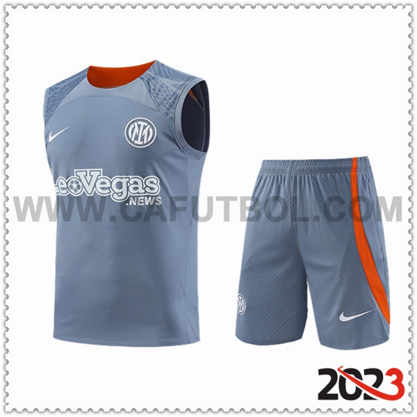 Camiseta Entrenamiento sin mangas + Cortos Inter Milan Gris/Naranja 2023 2024