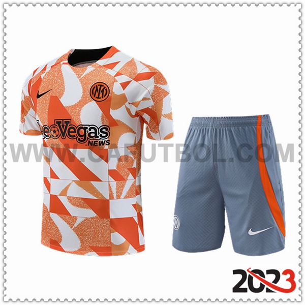 Camiseta Entrenamiento + Cortos Inter Milan Blanco/Naranja/Gris 2023 2024