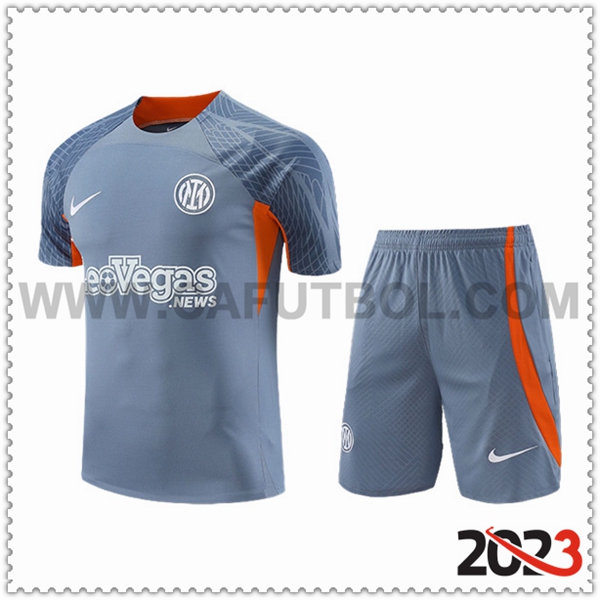 Camiseta Entrenamiento + Cortos Inter Milan Gris/Naranja 2023 2024