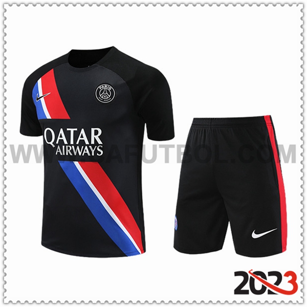 Camiseta Entrenamiento + Cortos PSG Negro/Rojo/Azul 2023 2024