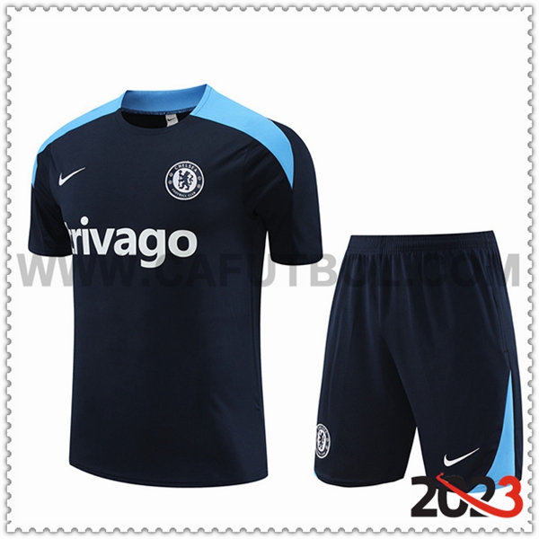 Camiseta Entrenamiento + Cortos FC Chelsea Negro/Azul 2023 2024