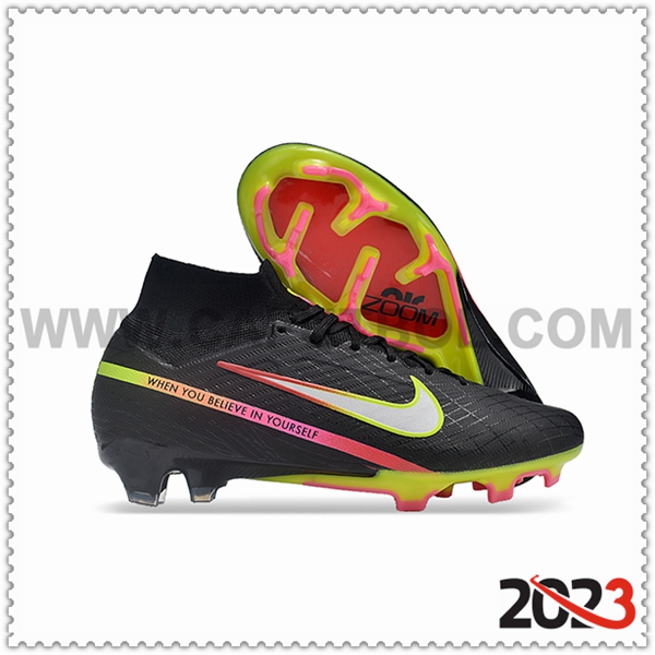 Nike Zapatos Futbol Zoom Superfly 9 Elite MR FG Negro/Verde/Rosa