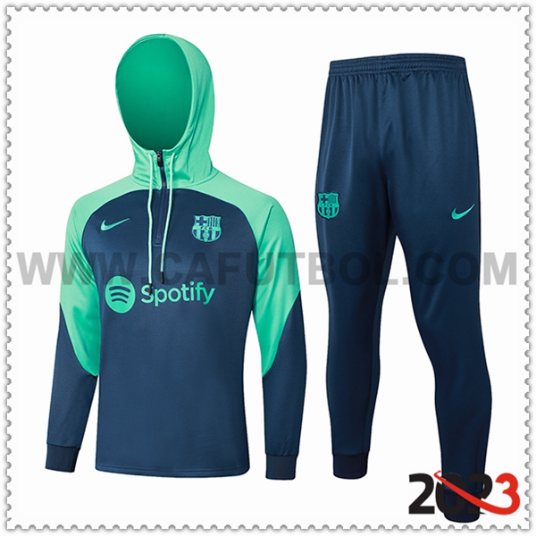 Chaqueta Con Capucha Chandal FC Barcelona Azul/Verde 2023 2024