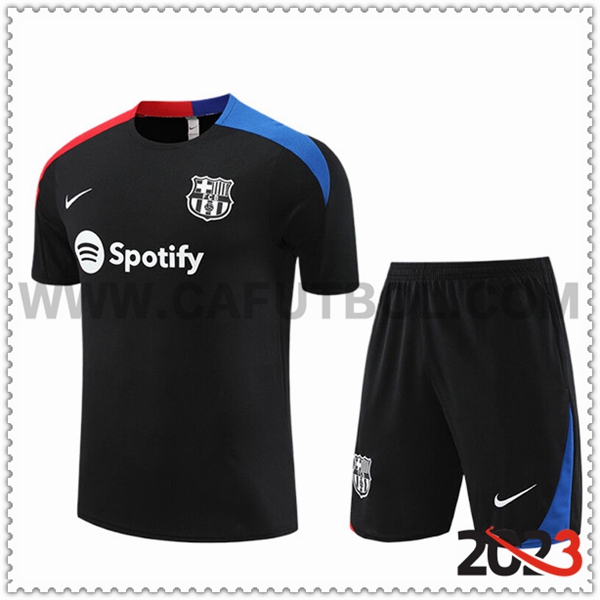 Camiseta Entrenamiento + Cortos FC Barcelona Ninos Negro/Rojo/Azul 2023 2024