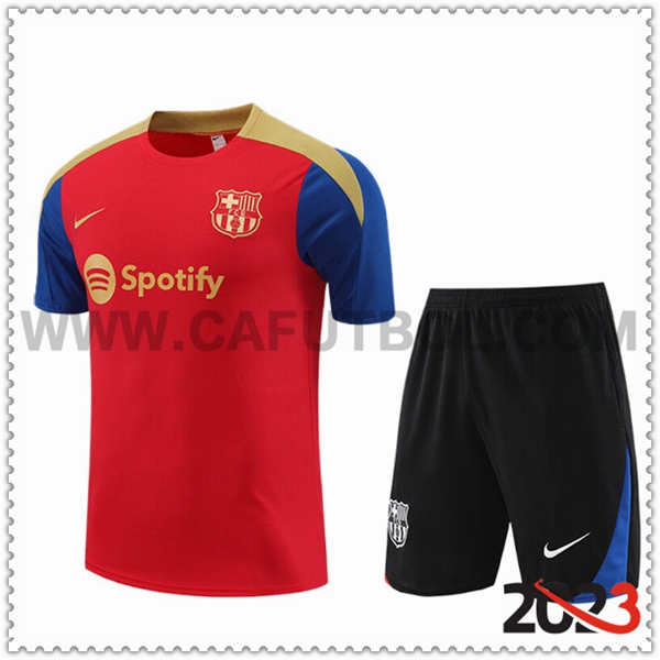 Camiseta Entrenamiento + Cortos FC Barcelona Ninos Rojo/Amarillo/Azul/Negro 2023 2024
