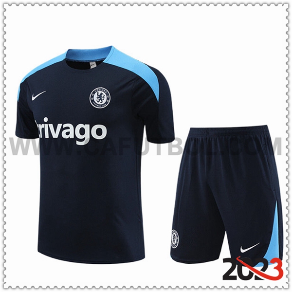 Camiseta Entrenamiento + Cortos FC Chelsea Ninos Negro/Azul 2023 2024