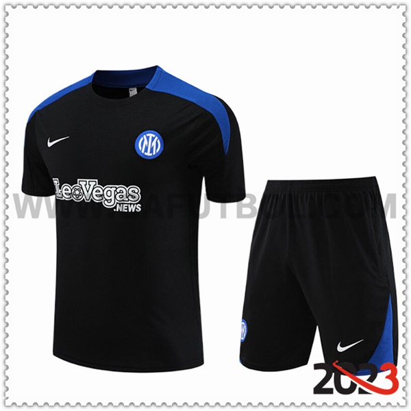 Camiseta Entrenamiento + Cortos Inter Milan Ninos Negro/Azul 2023 2024