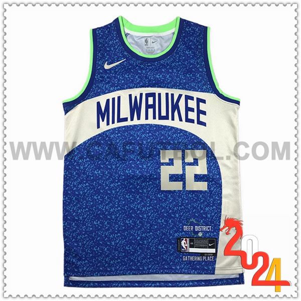 Camisetas Milwaukee Bucks (MIDDLETON #22) 2023/24 Azul/Blanco