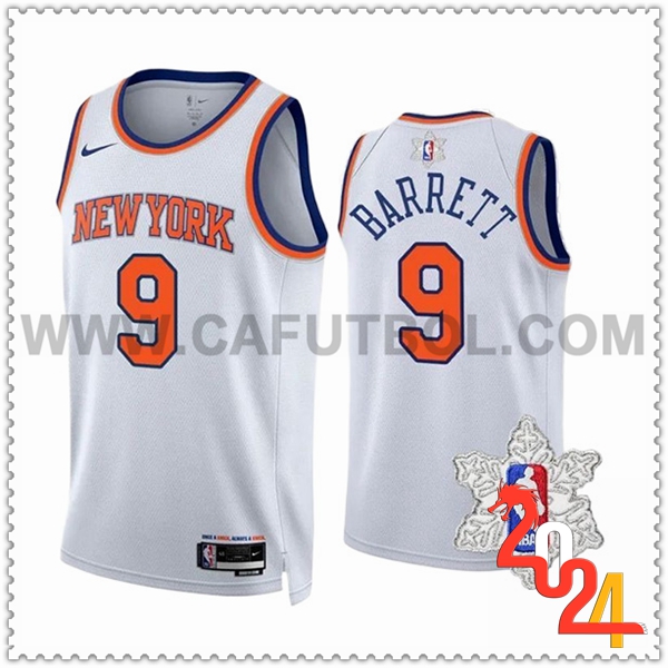 Camisetas New York Knicks (BARRETT #9) 2023/24 Blanco/Naranja