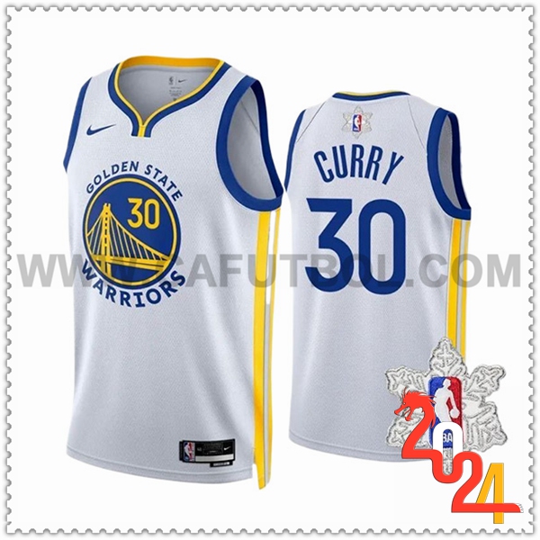 Camisetas Golden State Warriors (CURRY #30) 2023/24 Blanco/Azul/Amarillo