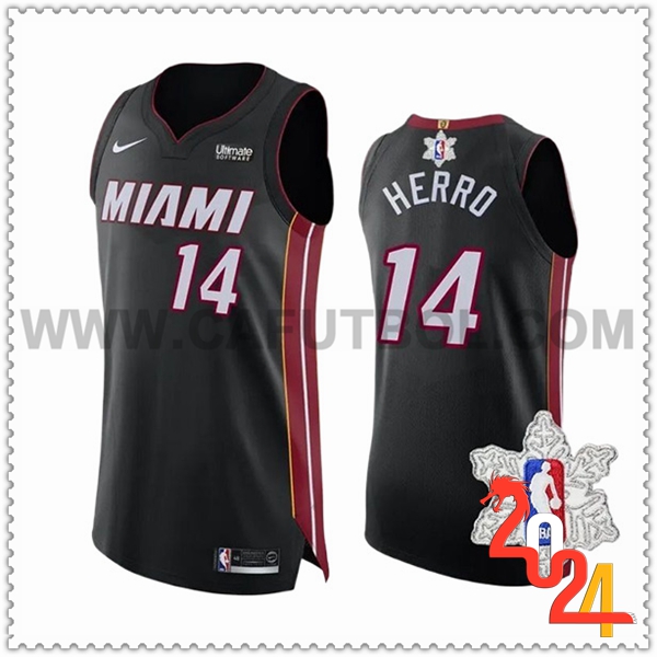 Camisetas Miami Heat (HERRO #14) 2023/24 Negro/Rojo -03