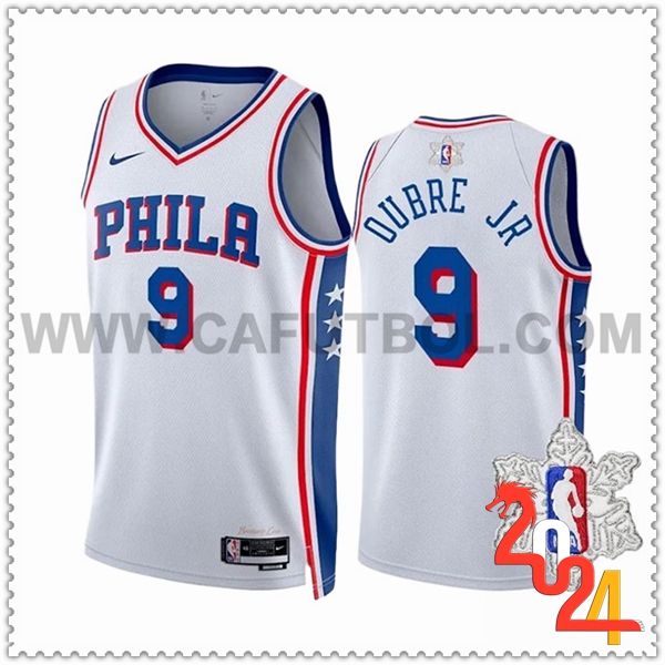 Camisetas Philadelphia 76ers (OUBRE JR #9) 2023/24 Blanco/Azul