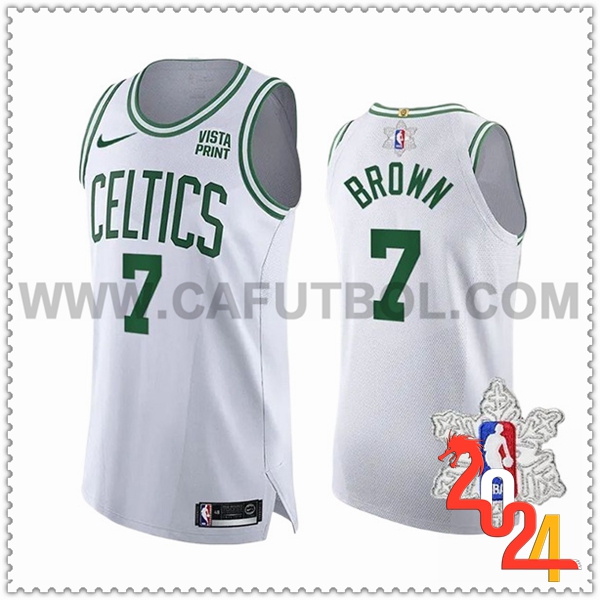 Camisetas Boston Celtics (BROWN #7) 2023/24 Blanco/Verde -02