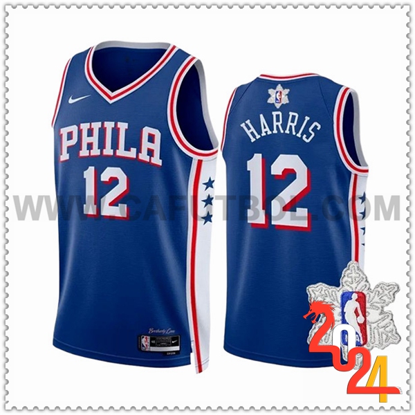 Camisetas Philadelphia 76ers (HARRIS #12) 2023/24 Azul/Blanco